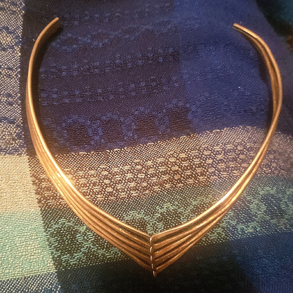 Cool One-Piece Silver-Toned Egyptian-Looking Statement Necklace or Headpiece